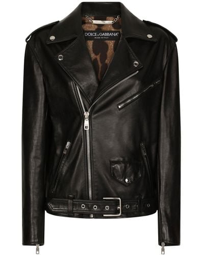 Dolce & Gabbana Leren Bikerjack - Zwart