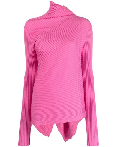 Marques'Almeida Asymmetric-design Ribbed-knit Jumper - Pink
