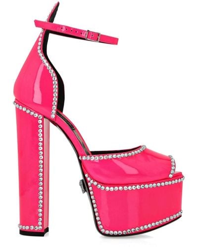Philipp Plein Crystal-embellished Leather Sandals - Pink