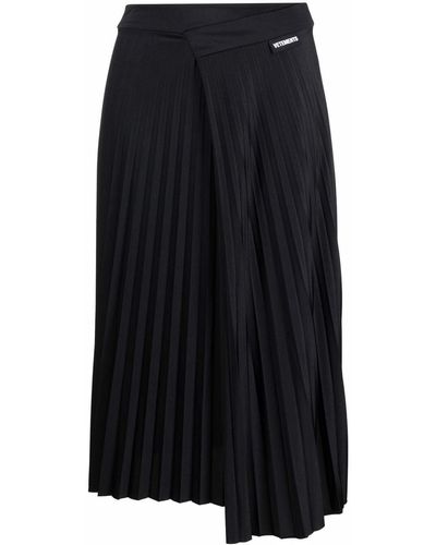 Vetements Falda midi plisada - Negro