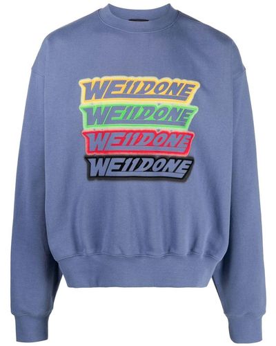 we11done Sweater Met Logoprint - Blauw