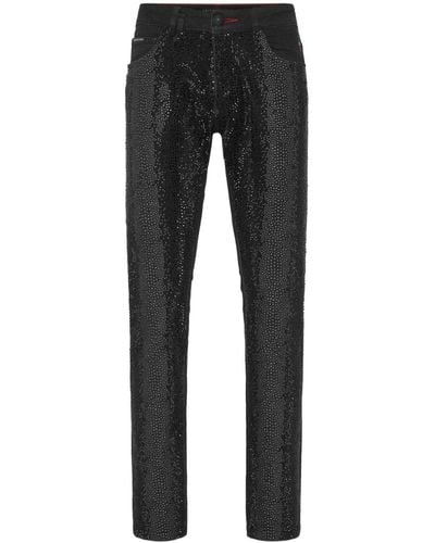 Philipp Plein slim-legged Crystal-embellished Jeans - Black