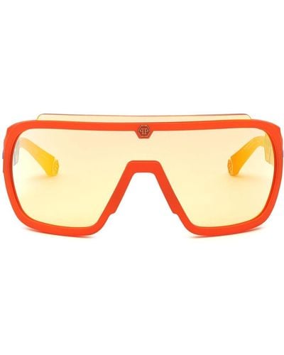 Philipp Plein Sonnenbrille mit Shield-Gestell - Orange