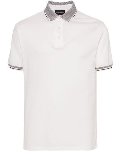 Emporio Armani Logo-embroidered Cotton Polo Shirt - White