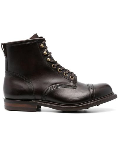 RRL Bowery Lace-up Leather Boots - Black