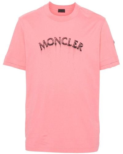 Moncler T-shirt en coton à logo imprimé - Rose