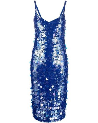 P.A.R.O.S.H. Sequin-embellished Midi Dress - Blue