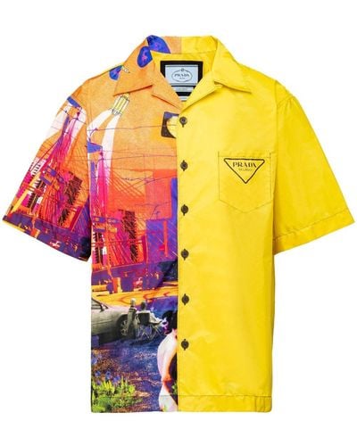 Prada Double Match Re-nylon Shirt - Yellow
