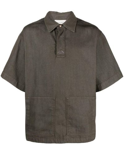 Alexander McQueen Embroidered-logo Denim Polo Shirt - Grey