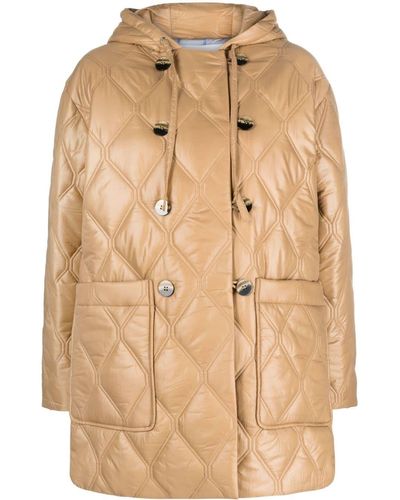 Ganni Hooded Quilted Jacket - Natural