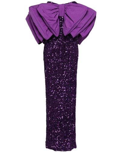 ROTATE BIRGER CHRISTENSEN Bow-detail Sequinned Maxi Dress - Purple