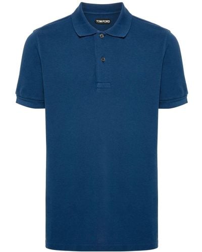 Tom Ford Button-up Cotton Polo Shirt - Blue