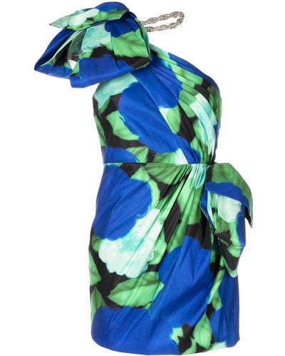 Rachel Gilbert Floral-print Sleeveless Mini Dress - Blue
