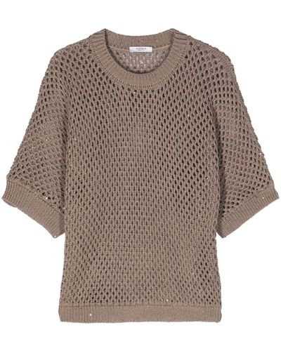 Peserico Sequin-embellished Knitted Top - Brown