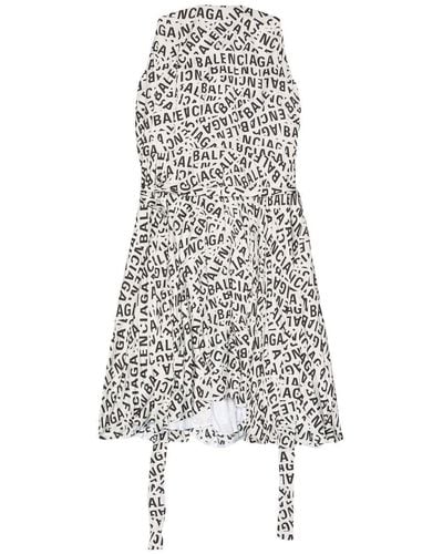 Balenciaga Robe mi-longue à logo imprimé - Blanc