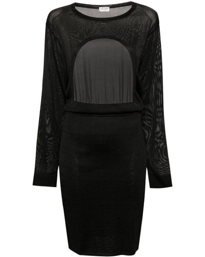 Saint Laurent Open-Back Knitted Dress - Black