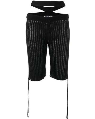 ANDREADAMO Ribbed-knit Cut-out Shorts - Black