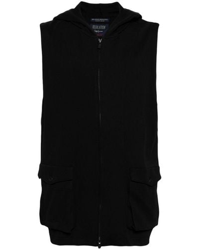 Yohji Yamamoto Gilet zippé à capuche - Noir