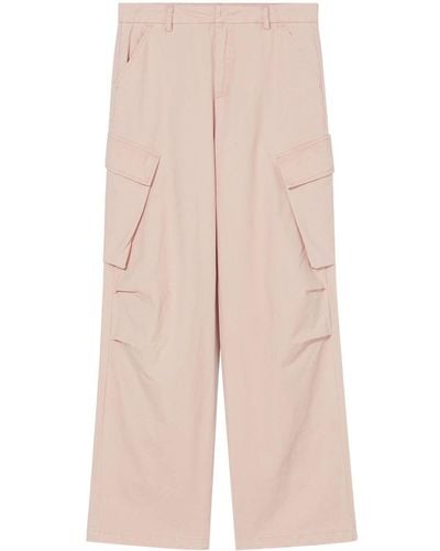 B+ AB Twisted Cargo Pleat-knee Trousers - Natural