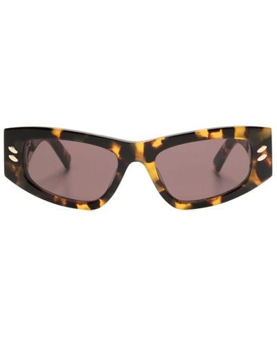 Stella McCartney Eckige Sonnenbrille in Schildpattoptik - Braun