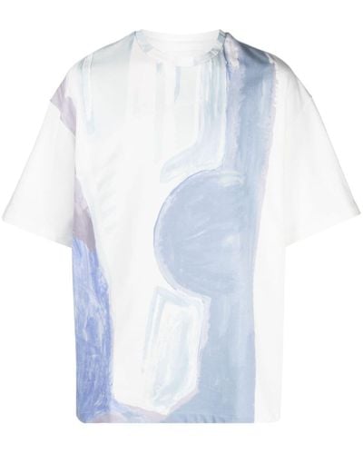 Jil Sander T-shirt à imprimé Liquid - Bleu