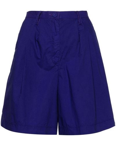 Forte Forte Pleat-detail Cotton Knee-length Shorts - Blue