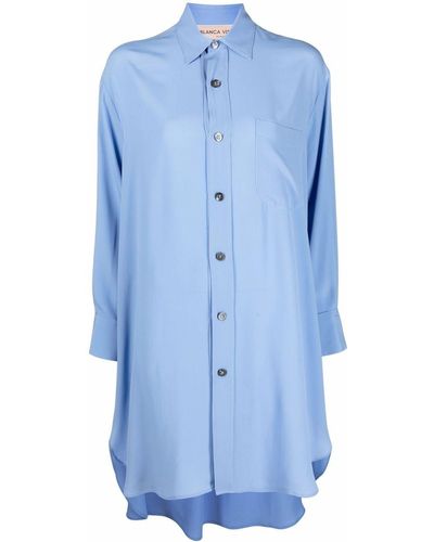 Blanca Vita Robe-chemise à détail de patch - Bleu