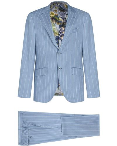 Etro Striped Wool Suit - Blue
