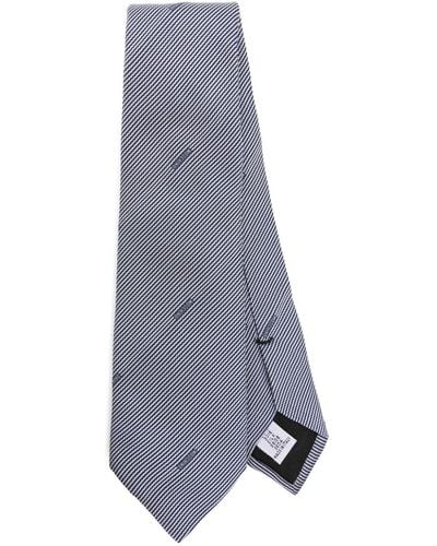 Moschino Cravate en soie à rayures - Gris
