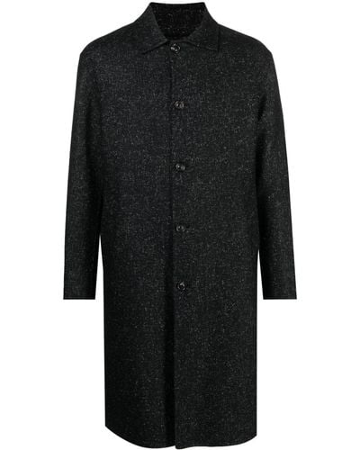 Lardini Single-breasted Marled Coat - Black