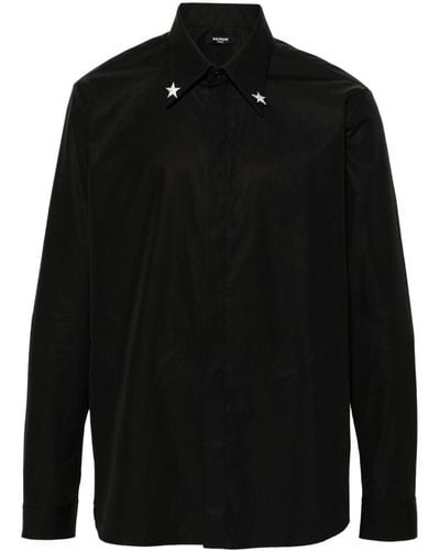 Balmain Camisa con apliques de strass - Negro