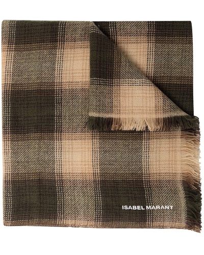 Isabel Marant Check-print Wool-cashmere Scarf - Black