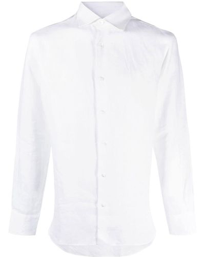 Malo Long-sleeve Linen Shirt - White