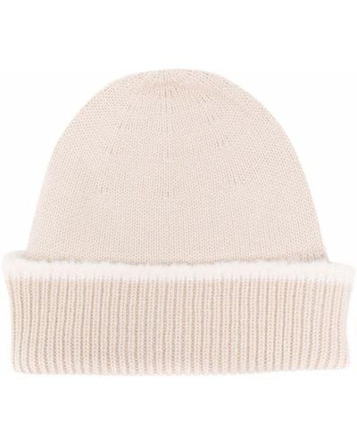 Barrie Cashmere Ribbed Beanie - Natural