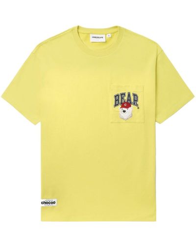 Chocoolate Bear-print Cotton T-shirt - Yellow