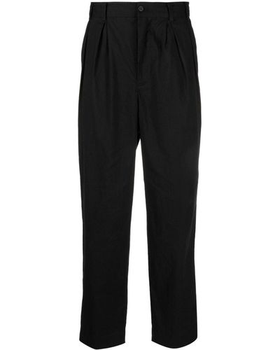 White Mountaineering Pintuck-detail Tapered-leg Trousers - Black