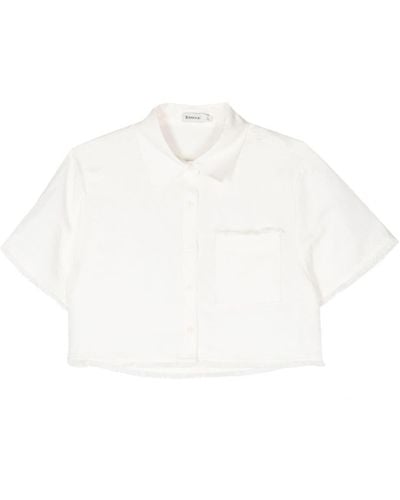Jonathan Simkhai Short-sleeve frayed shirt - Weiß