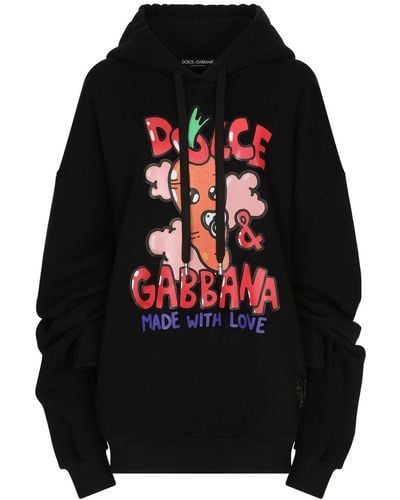 Dolce & Gabbana Damen baumwolle sweatshirt - Schwarz