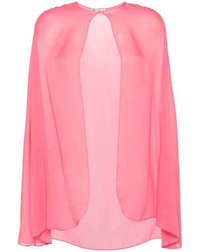 Elie Saab Semi-sheer silk cape - Pink