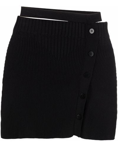 ANDREADAMO Cut-out High-waist Knitted Skirt - Black