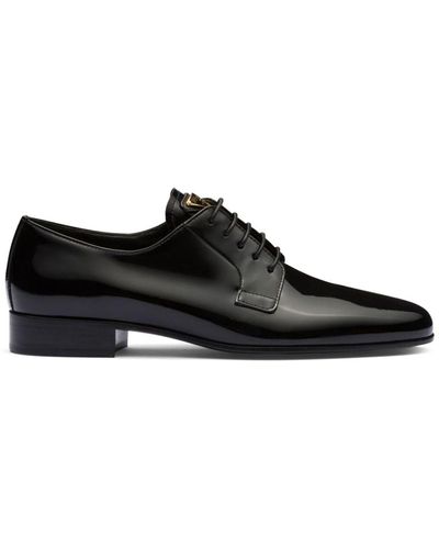 Prada Triangle Logo-appliqué Oxford Shoes - Black