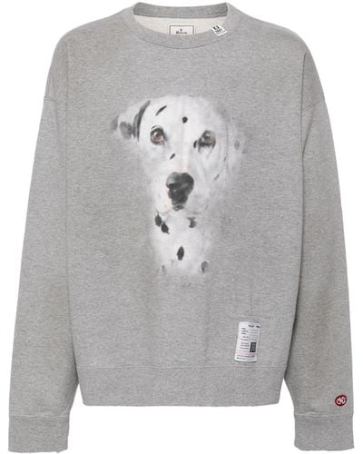 Maison Mihara Yasuhiro Dog-print Cotton Sweatshirt - Gray