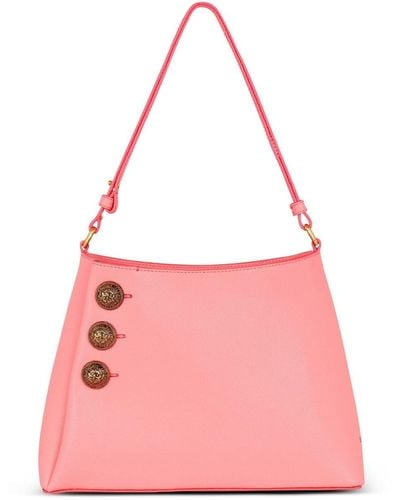 Balmain Embleme Leather Shoulder Bag - Pink