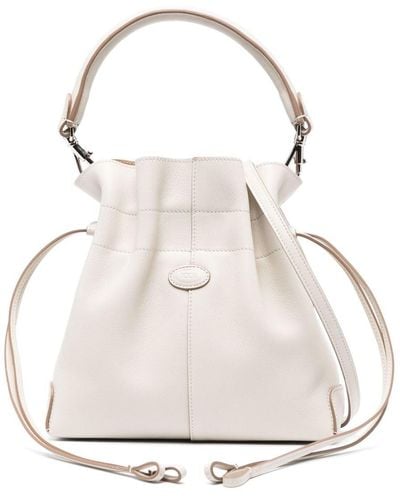 Tod's Logo-patch Leather Bucket Bag - White