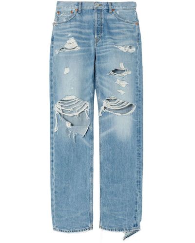 RE/DONE Weite Jeans in Distressed-Optik - Blau