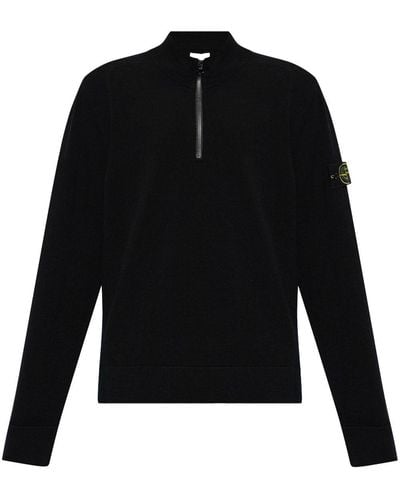 Stone Island Compass-motif Wool Sweatshirt - Black