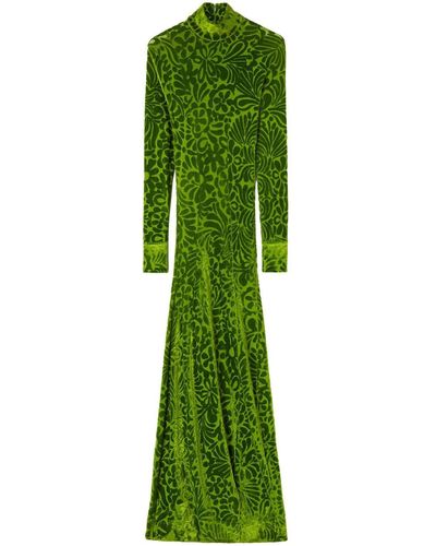 Jil Sander Floral-print Devoré-effect Dress - Green