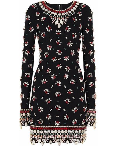 Dolce & Gabbana Embellished Long-sleeve Minidress - Black