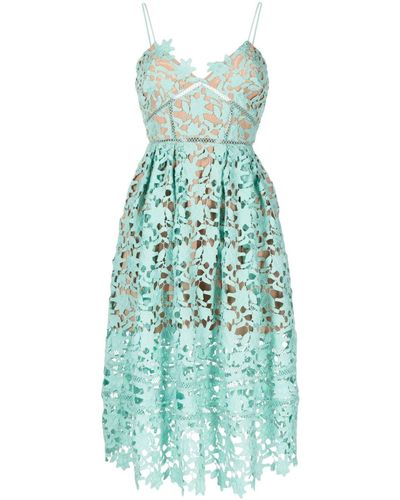 Self-Portrait Self Portrait 'azalea' Floral Lace Midi Dress - Blue