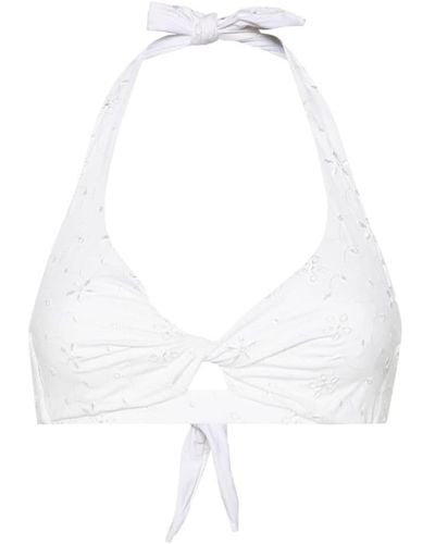Mc2 Saint Barth Tristan Floral-embroidered Bikini Top - White